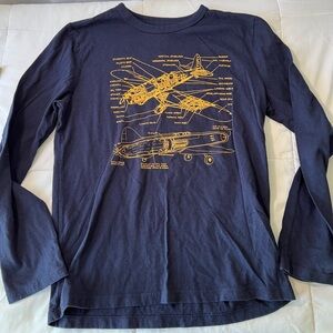 Gap Boys Airplane Navy Blue Cotton Long Sleeve Tee